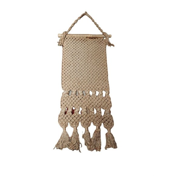 Vintage 1970s Wall Art‎ Decor Macrame Handcrafted Weaved Hemp Jute Large Boho - Picture 1 of 12